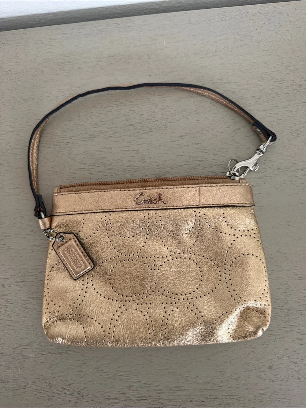 Coach Metallic Rose Gold Wristlet Clutch